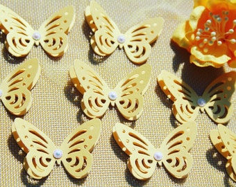 Matt Gold Butterflies/ Paper Butterflies/ Butterflies DIE CUT/ Paper confetti/ Butterflies for scrapbooking/ Party décor/Wedding décor/