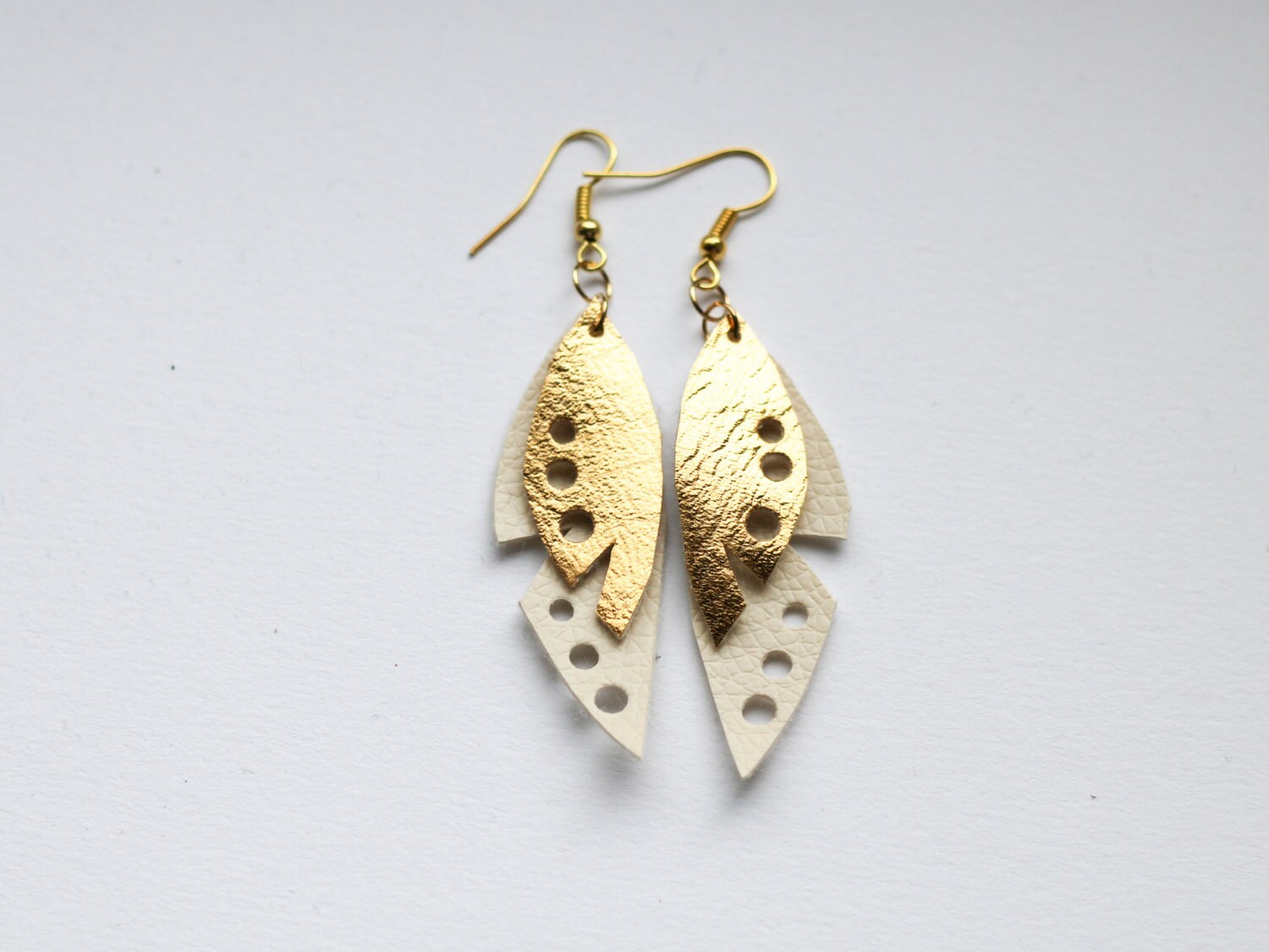 Faux Leather Feather Earrings