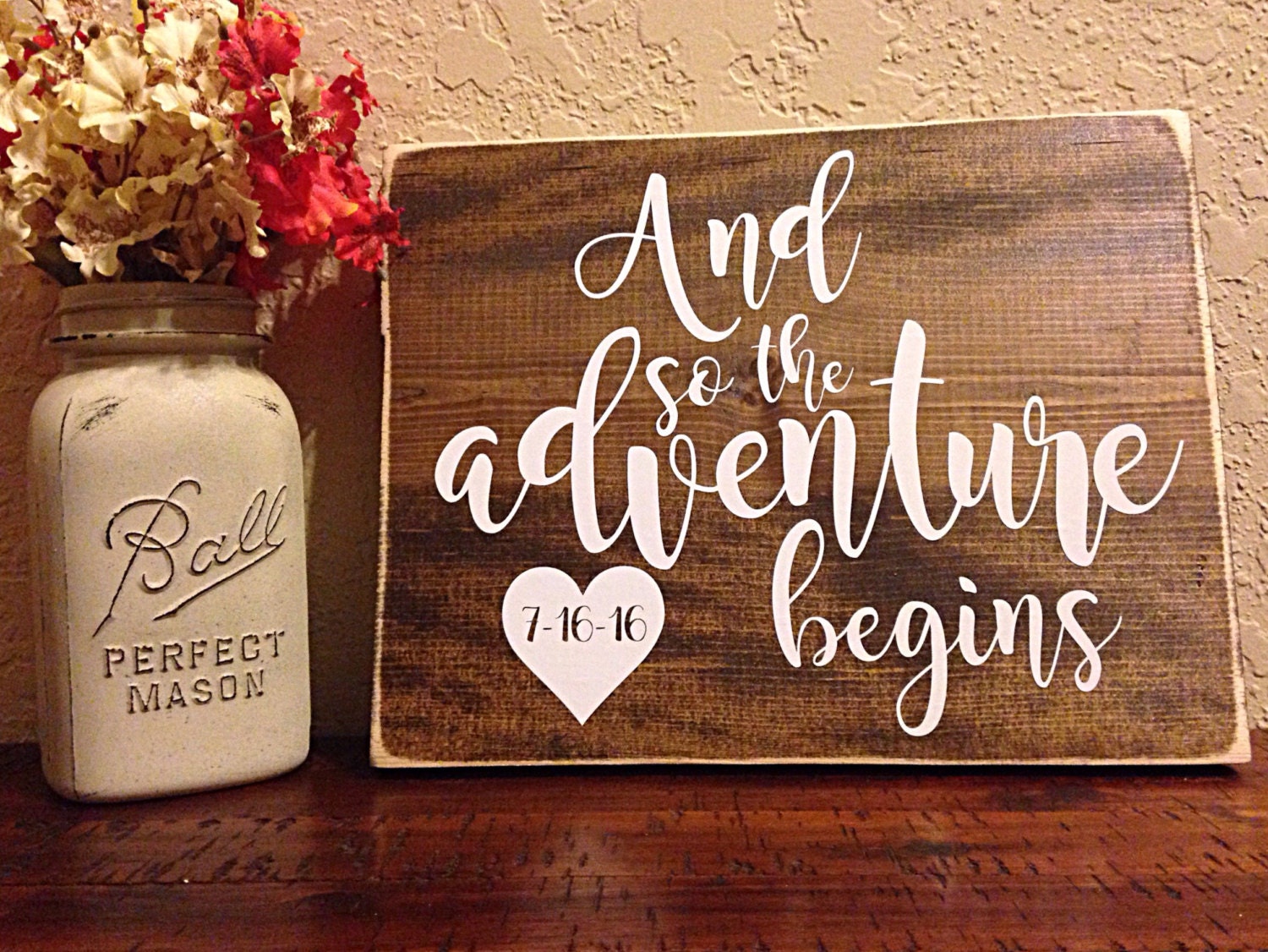 and-so-the-adventure-begins-wedding-sign-wedding-decor