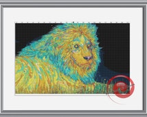 Hippie Lion Cross Stitch Pattern, Instant Download PDF - il_214x170.897096470_1foy