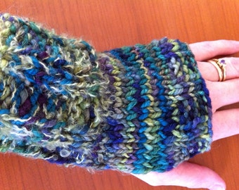 Greens & Blues Fingerless Gloves