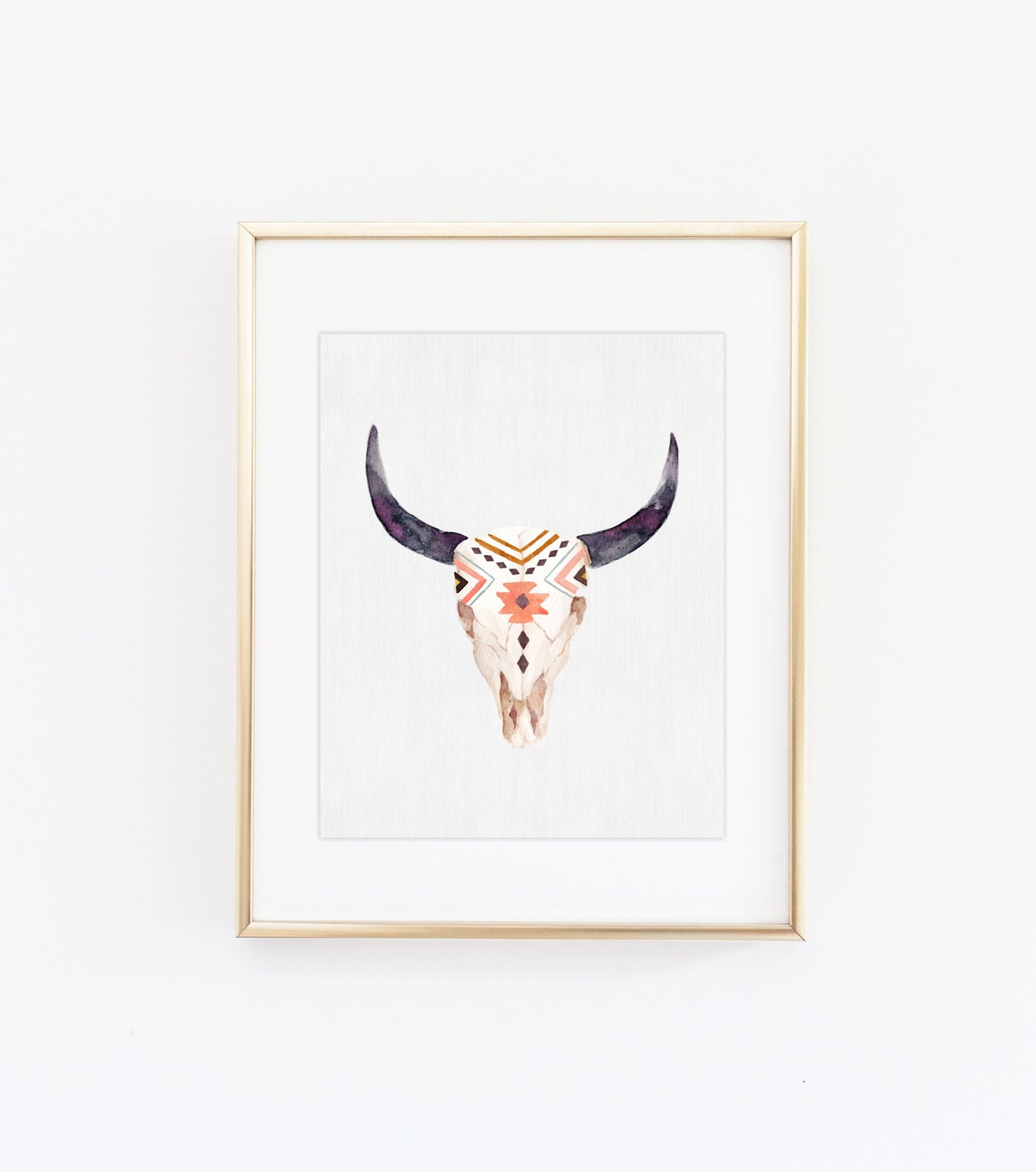 Bohemian bull skull print Bohemian decor Boho wall art