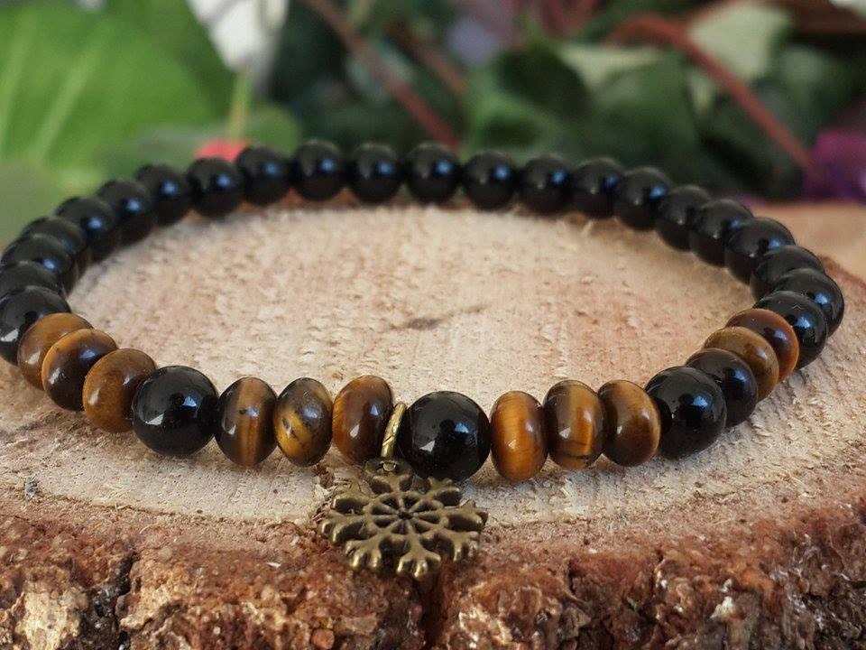 Spiritual Mens Tiger Eyes Bracelet Black Onyx Bracelet Yoga