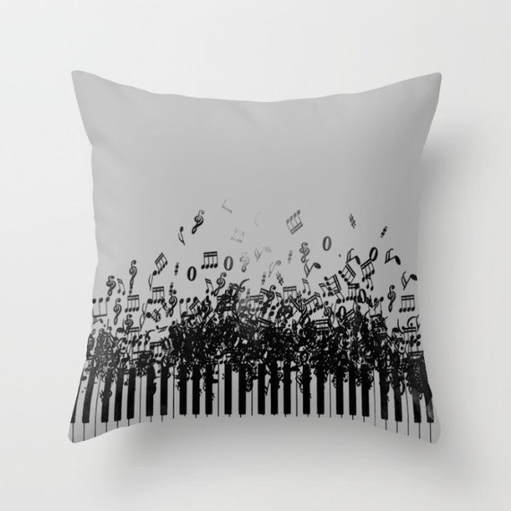 Items similar to Piano black Music Throw Pillow Cover Insert 16x16 18x18 20x20 Home Living Bed