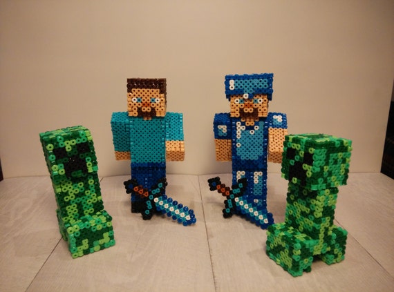 Items similar to Hama beads-made Minecraft 3D puppets / Minecraft 3D ...