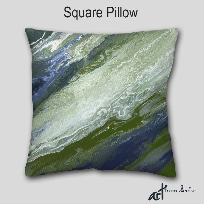 Decorative Throw pillow Green Navy blue by ArtFromDeniseDecor