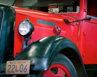 Truck Americana Auto Print, Diesel Punk, Pennsylvania, Dodge Truck Photo, Workhorse, Panorama, Red and Black Room Decor, Vintage Mechanics