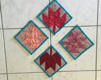 Set of 4 quilted mug rugs