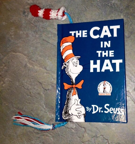 Cat in the Hat Crochet Bookmark by TheWhisperingWool on Etsy