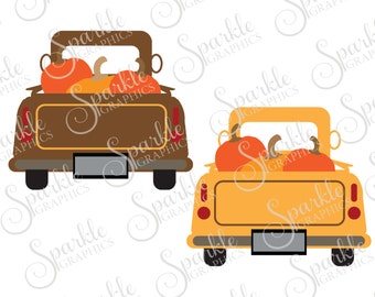 Antique Truck Cut File Blank Fall SVG October Pumpkin Vintage Truck SVG Clipart Svg Dxf Eps Png Silhouette Cricut Cut File Commercial Use