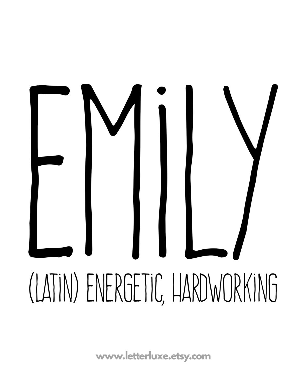 Emily Name Meaning Art Printable Baby by LetterLuxePrintables