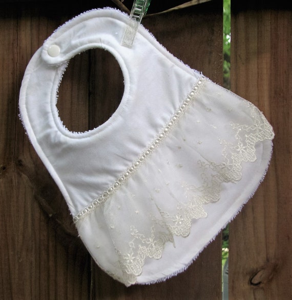Bib Pale Ivory Lace Bib for Baby Girl Christening Bib