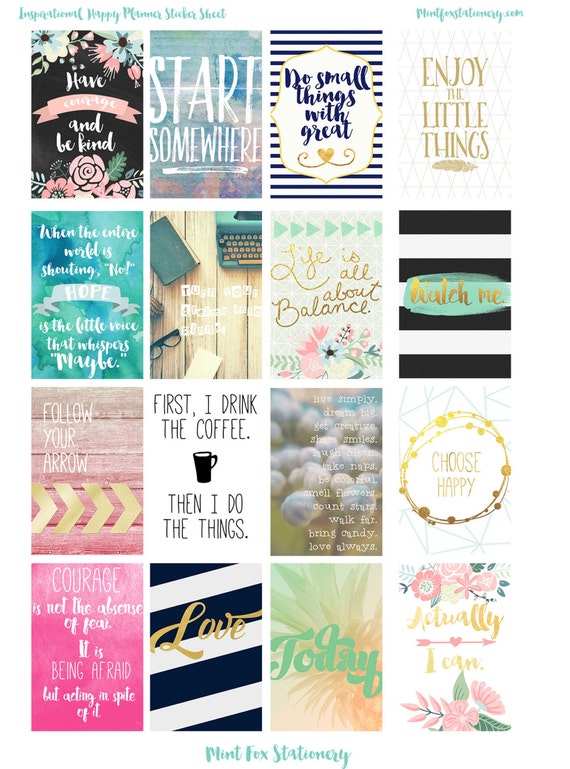 Happy Planner Digital Inspirational Quote Full Box Stickers