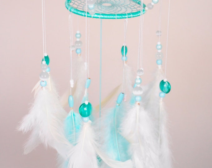 Mint Baby Mobile handmade exclusive Dreamcatcher bedroom Baby Mobiles bedding DreamCatcher Kids Dreamcatchers Christmas present mint balance