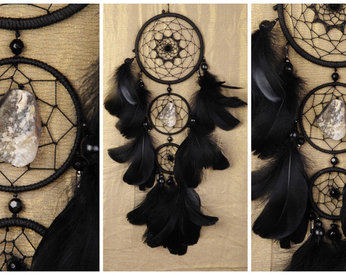 Dreamcatcher black Dream Catcher Large Dreamcatcher Dream сatcher gift idea dreamcatcher boho dreamcatchers wall handmade gift agate druse