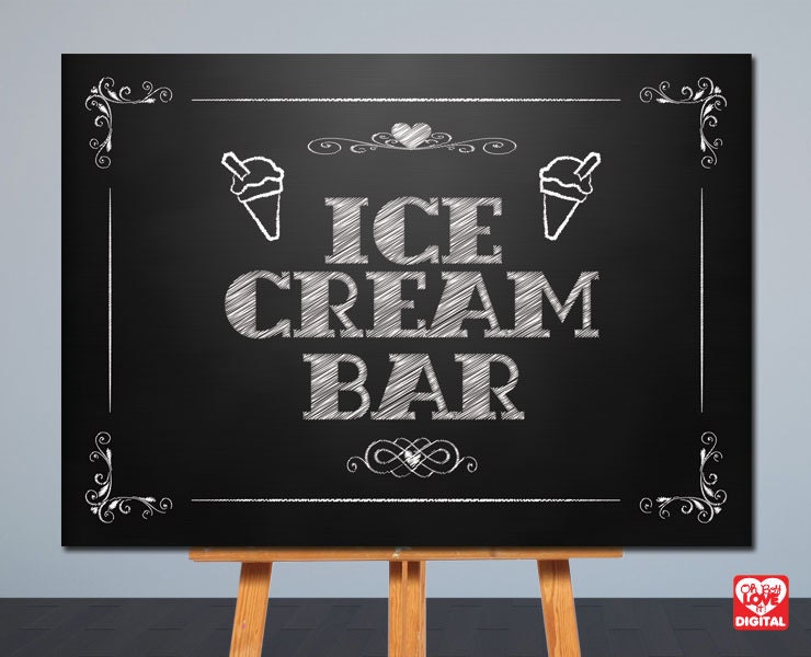 Printable Wedding Sign Ice Cream Bar Chalkboard Sign