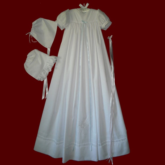 Traditional Embroidered Cross Unisex Christening Gown