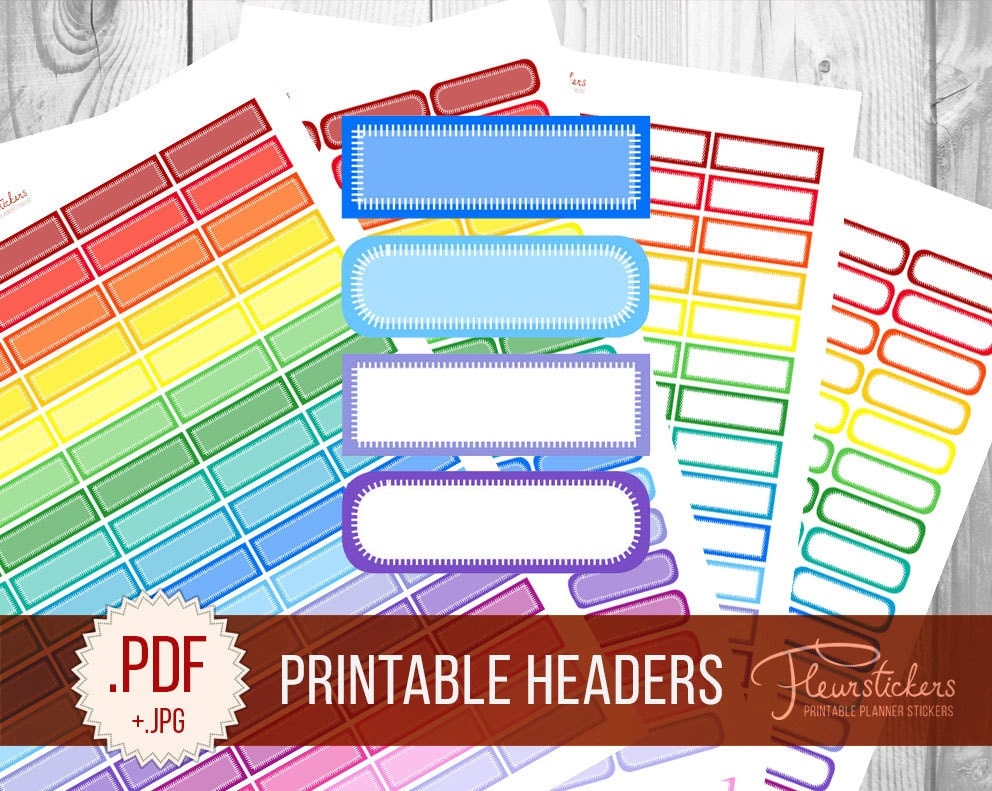 Printable Header Planner Stickers Headers sticker Printable