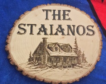 Wood Burning Art - Custom Pyrography Basswood plaque - oval/rectangle natural bark border - Small 7" x 5" to X-Large 16" x 12"