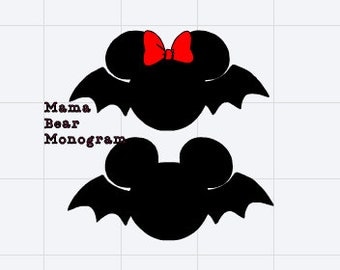 SVG Halloween Bat Mickey and Minnie--Instant Download--Svg Only