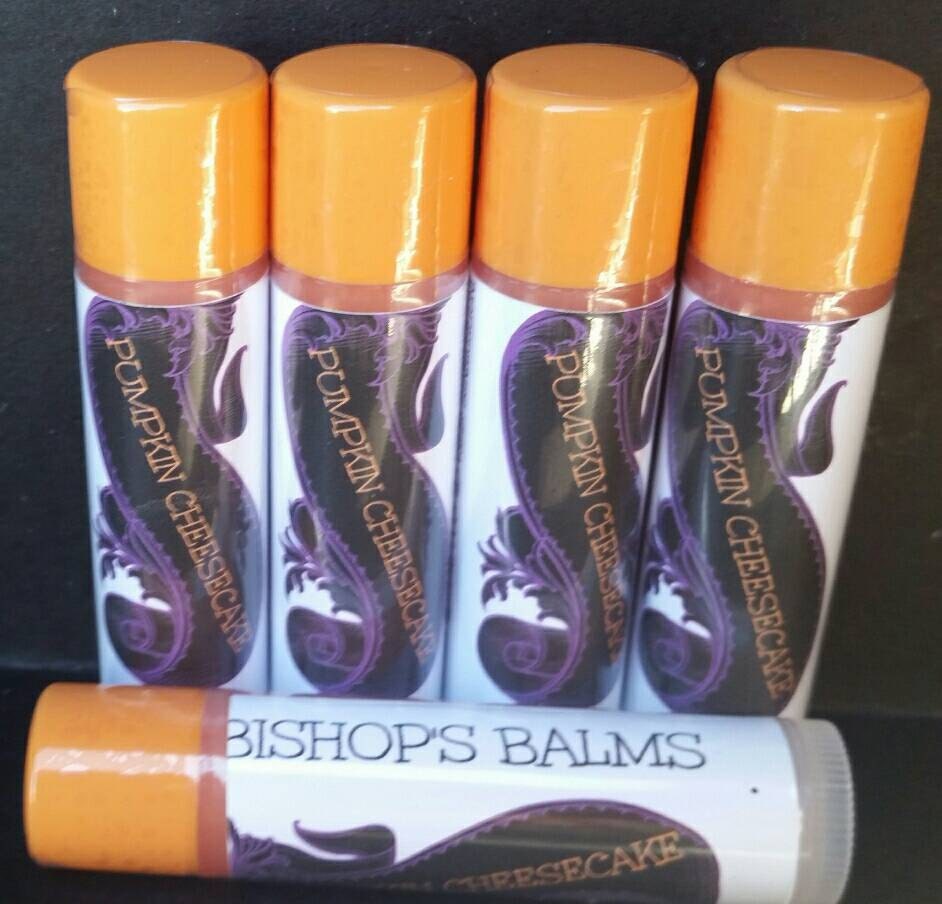 Scented lip balms/ coconut oil/ natural/ pumpkin/ cheesecake