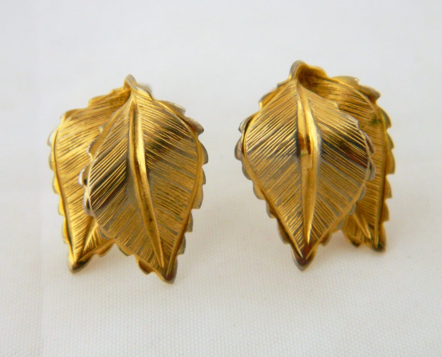 Vintage Leaf Earrings Leaf Earrings Clip On Earrings Clip