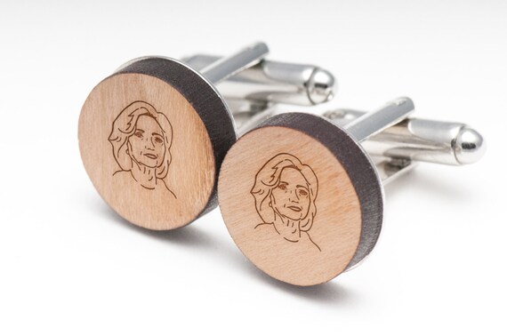 Hillary Clinton Wood Cufflinks Gift For Him, Wedding Gifts, Groomsman Gifts, and Personalized