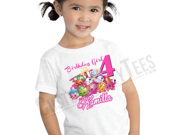 Shopkins Birthday Shirt Add Name & AGE Personalized Shopkins Birthday Shirt