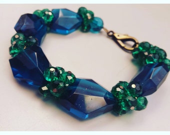Ocean bracelet, blue green bracelet, acrylic beaded bracelet, blue green jewelry, handmade beaded bracelet, statement piece, chunky bracelet