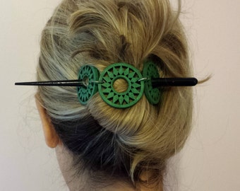 Blue Wood Hair Stick,Aqua Blue Hair slide, Easy to use Hair Accessories,Beach Hair Clip, boho Style, medium thick hair, gift for her