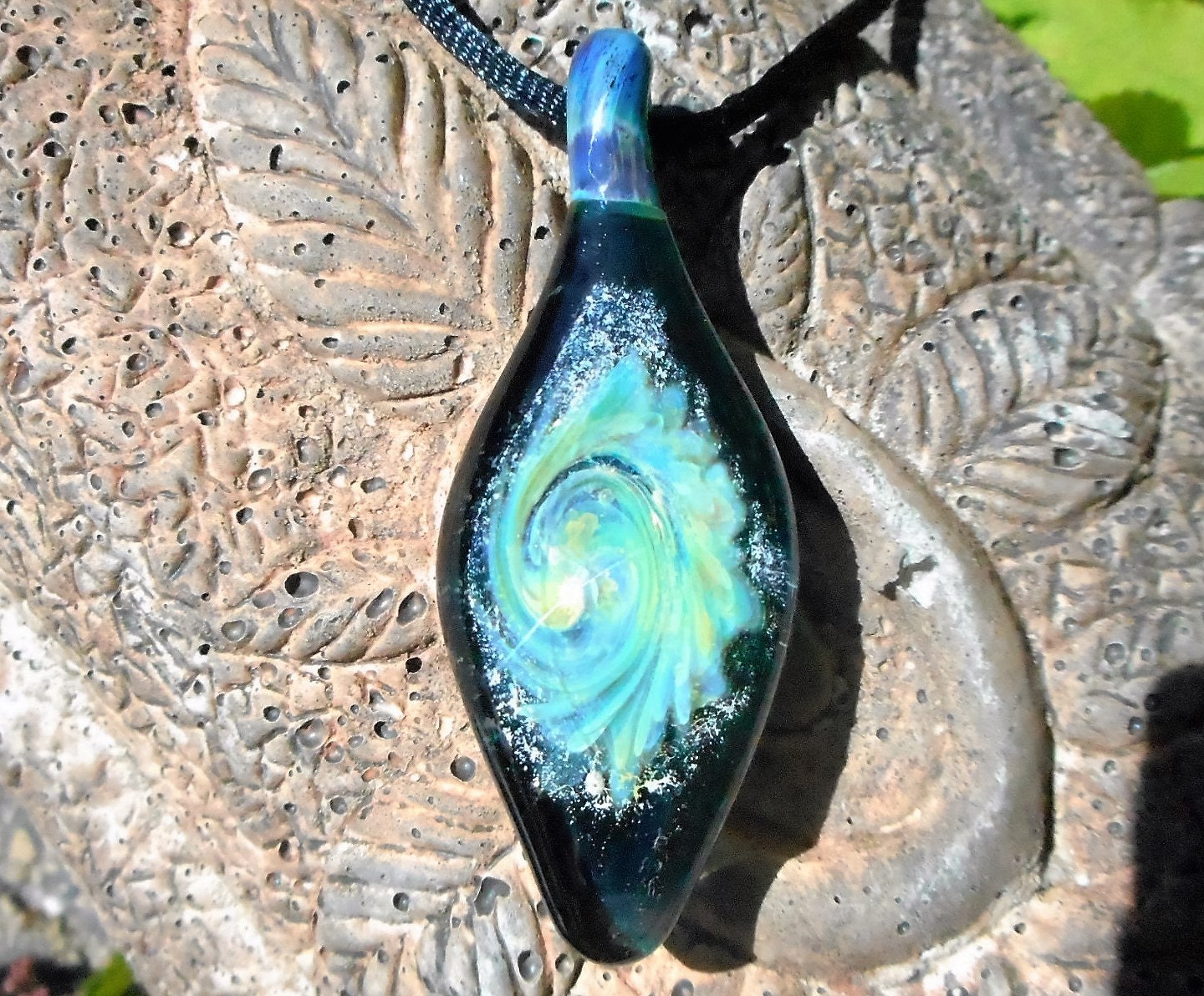 heady glass pendant in elegant sweeping vase shape trippy