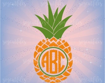 SVG Pineapple Circle Monogram - Pineapple Svg Monogram Frame Cut Files - Cricut, Silhouette Studio cutting file, Instant Download