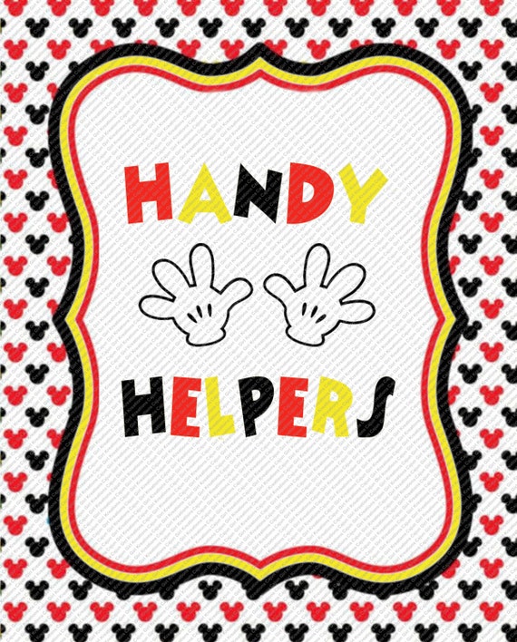 Mickey Mouse Handy Helpers Disney Party Sign by CajunGirlKreations