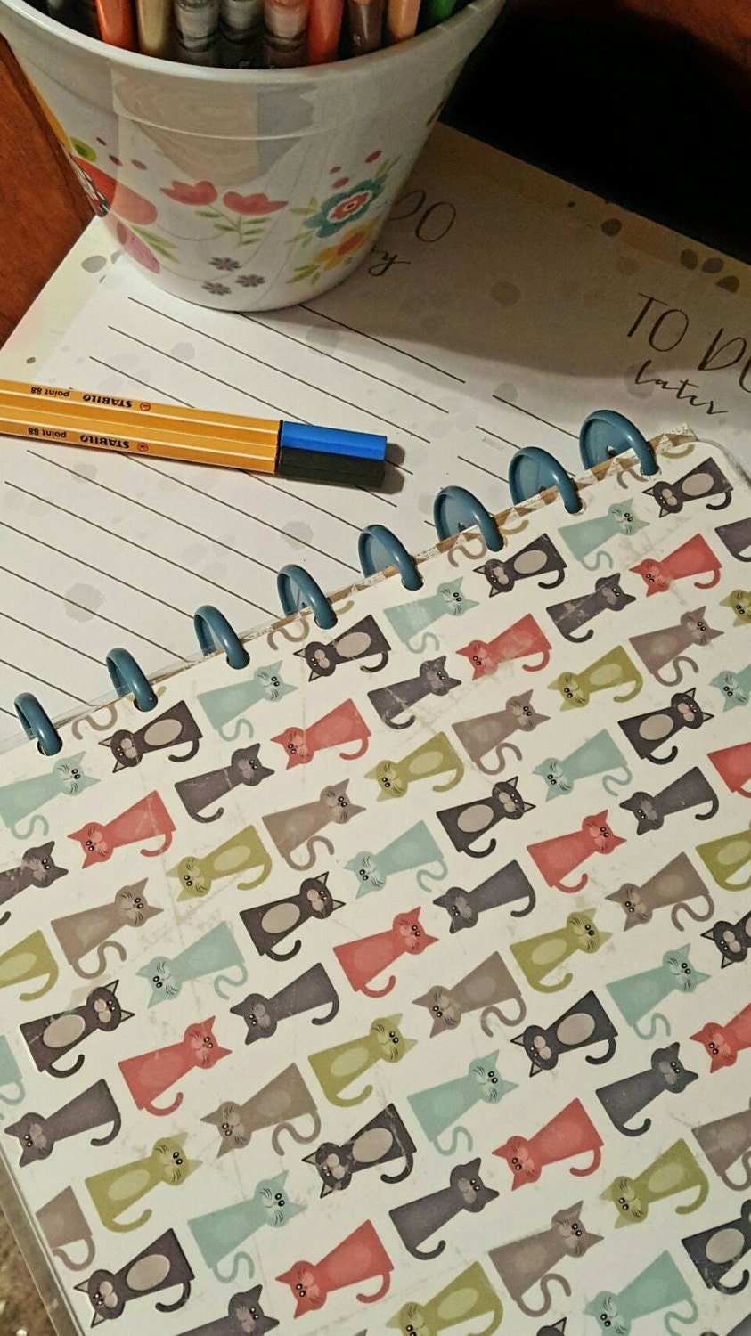 Cute cat happy planner cover front and back
