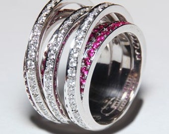 White or yellow 14 k gold with rubies ring