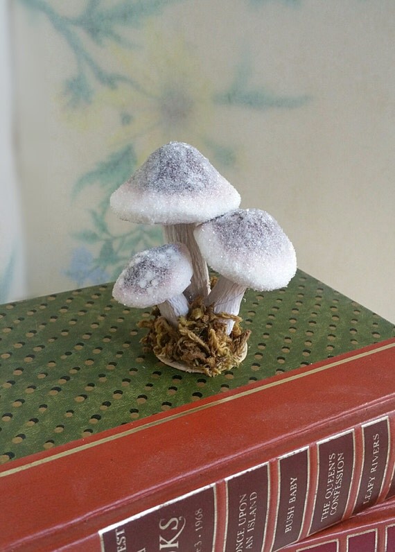 Items similar to Brown crepe paper Mushroom with German Glass Glitter Fly Agaric for crafting on