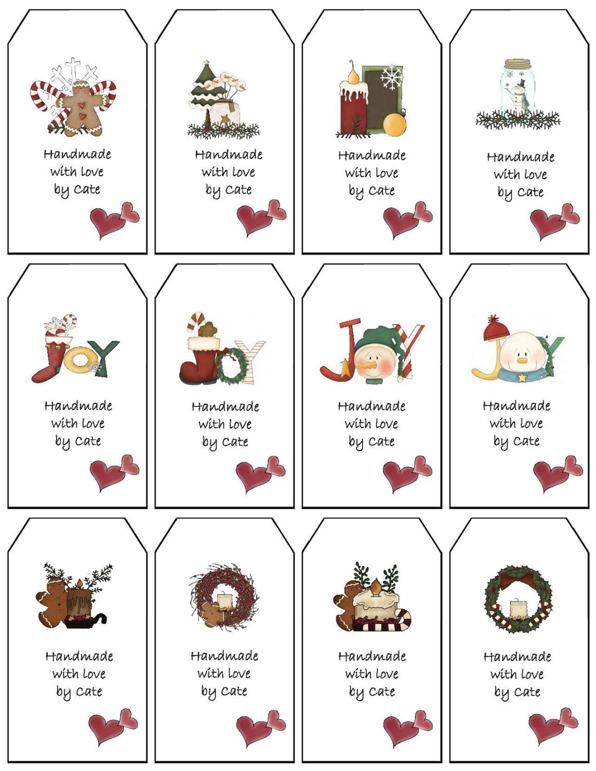 Christmas Gift Tags Double Sided Small PDF FILE ONLY