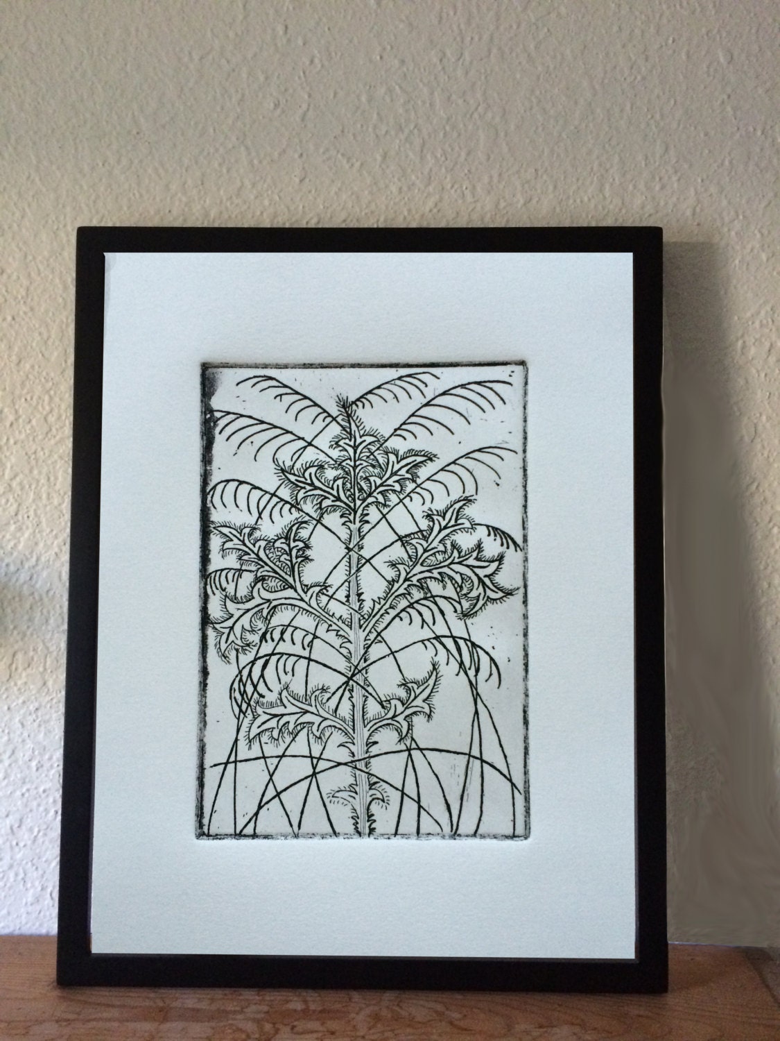 Original Framed Intaglio Art Print Thistle & by SardineAndTheWhale