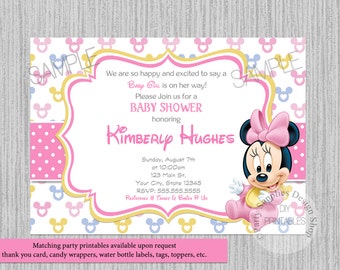 PRINTED or Digital Baby Minnie Mouse Baby Shower Invitations, Minnie Baby Shower Invitations, Minnie Baby Shower Supplies Printables