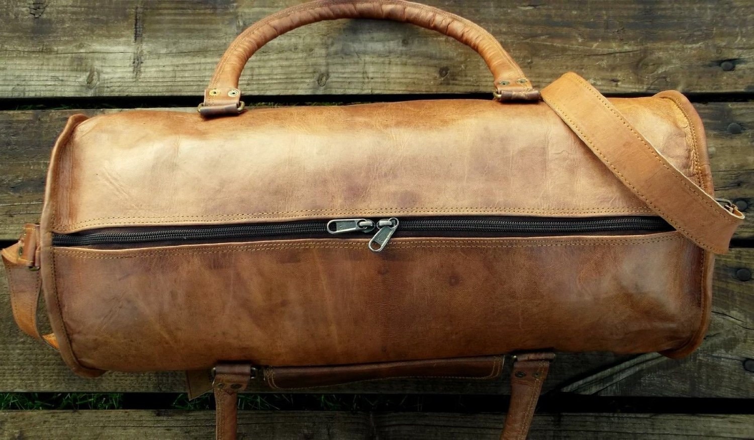 Hand Made Chic Rustic Leather Travel Bag 100 Real Leather