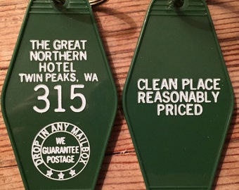 On Sale! Twin Peaks Inspired "GREAT NORTHERN hotel keychain