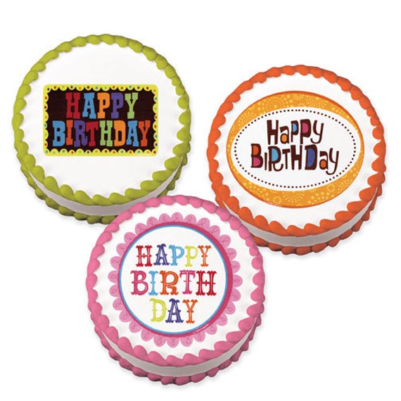 Happy Birthday edible image cake topper
