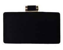 Adorne Elyssa Velvet and Gloss Large Envelope Clutch in Black AVD1759 main image 0