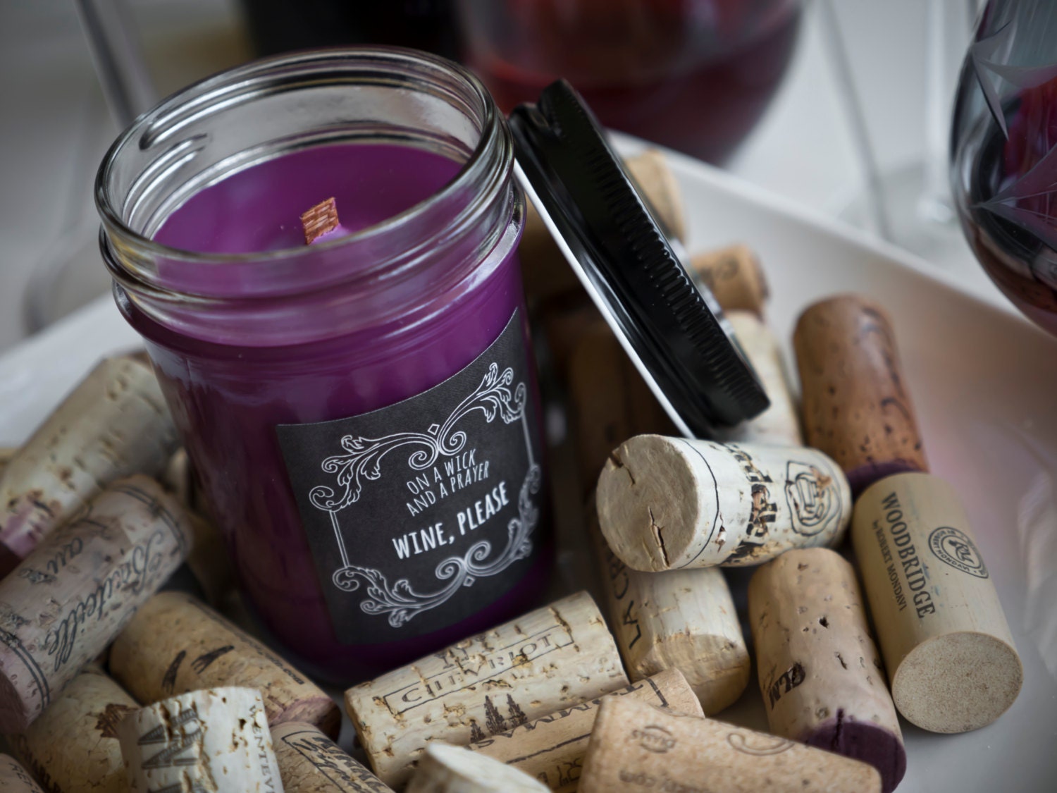 Wine Please 8oz Jar Scented Soy Candle Home decor Wine