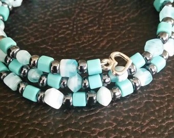 Turquoise beaded wrap bracelet