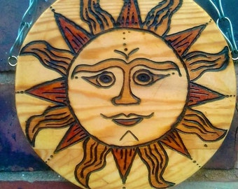 Items similar to Sun Face Stained Glass Garden Mosaic Celestial Platter ...
