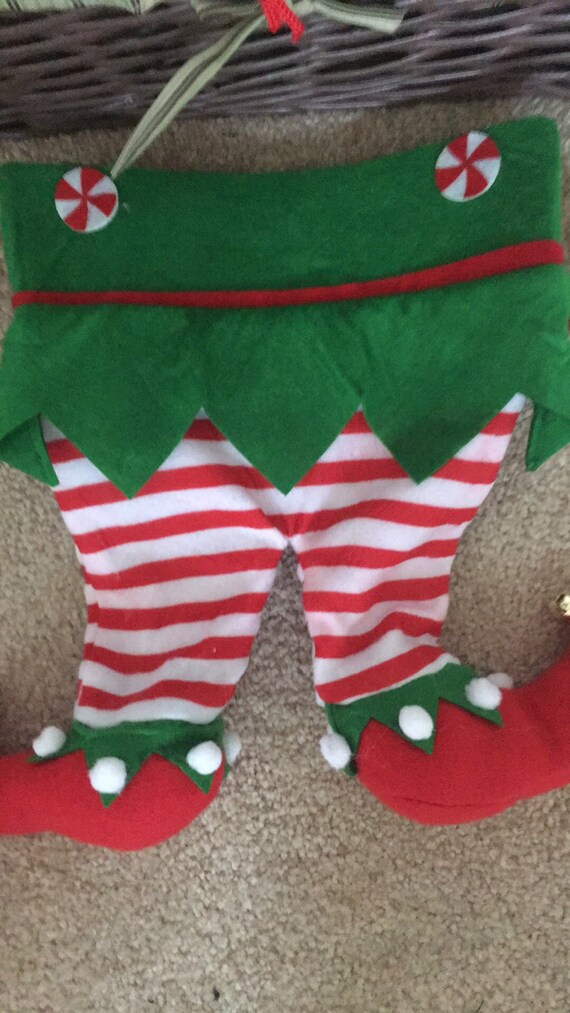 Elf Stocking Elf pants Embroidered Christmas Stocking