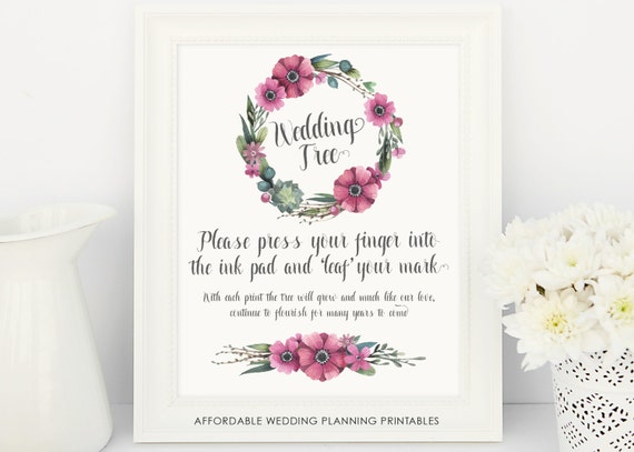 printable wedding guest instructions wedding tree