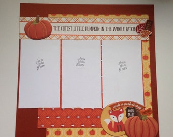 Fall Two Page Scrapbook Layout, Premade, 12 x 12, Pumpkin Patch