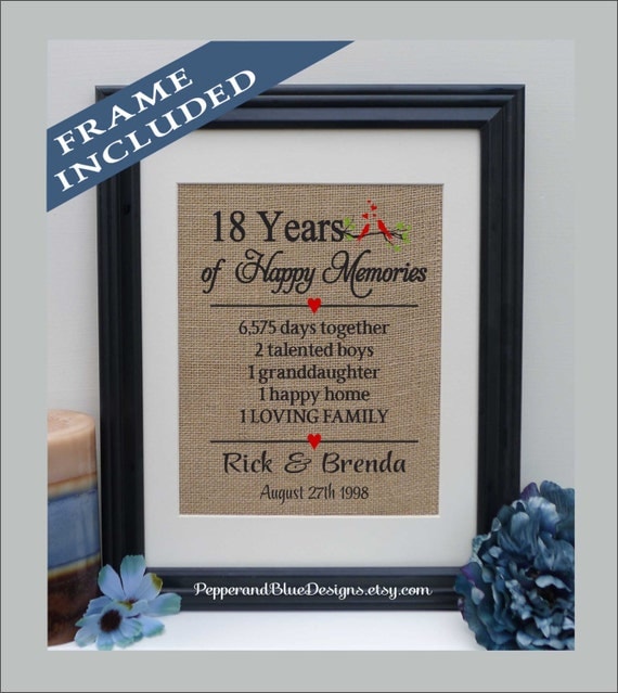 18th wedding  anniversary  gifts 18  years  married 18  years 